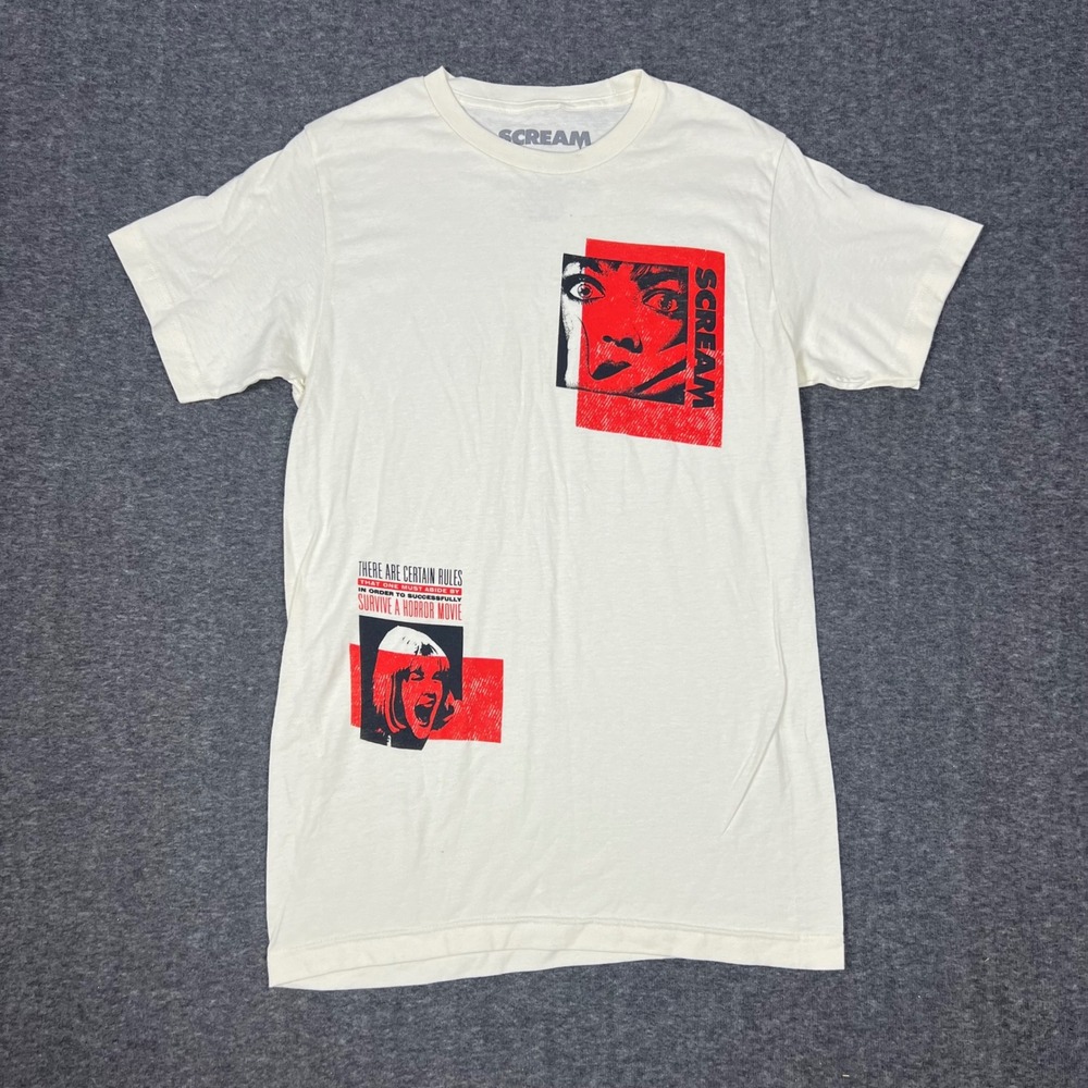 Scream Horror Movie Graphic T-Shirt Mens Small White Slasher Film Halloween Tee